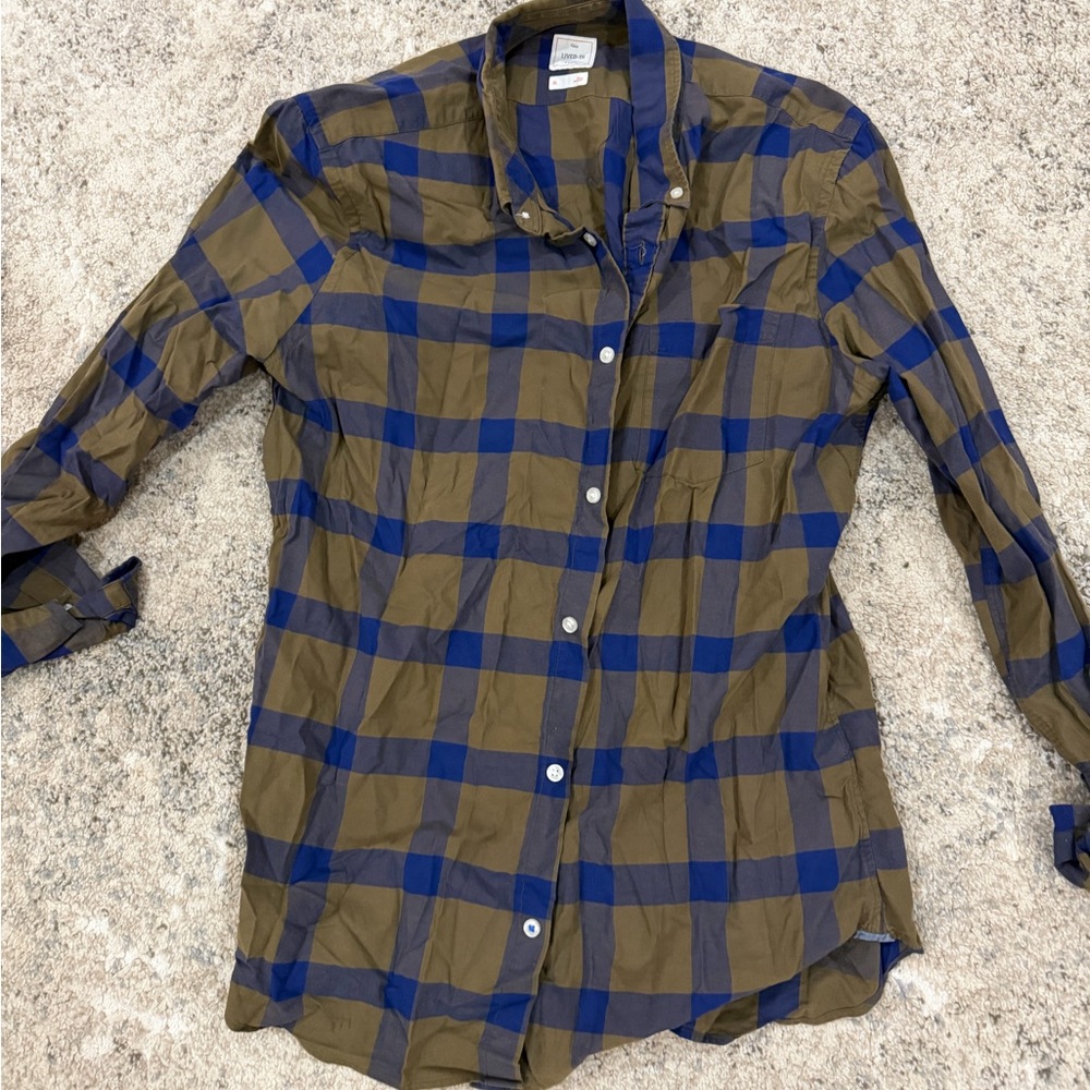 GAP Blue and Brown Plaid Men's Shirt